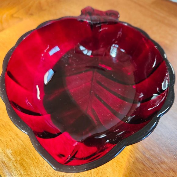 leaf trinket dish royal ruby red depression glass - Picture 1 of 4